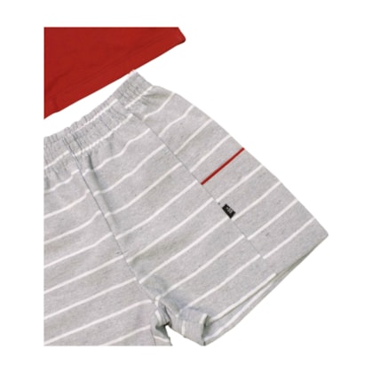 Conjunto Masculino Camiseta Estampa Wild e Bermuda Sarja 19145 - Boca Grande     