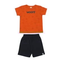 Conjunto Masculino Camiseta Estampa Woof e Bermuda Moletinho 9308 - Livy      