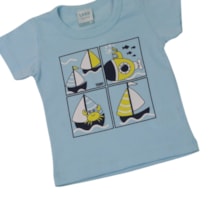 Conjunto Masculino Camiseta Estampada Barcos e Bermuda Moletino 18936 - Teddy