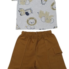 Conjunto Masculino Camiseta Estampada Bichos e Bermuda Moletinho 27250 - Rollu