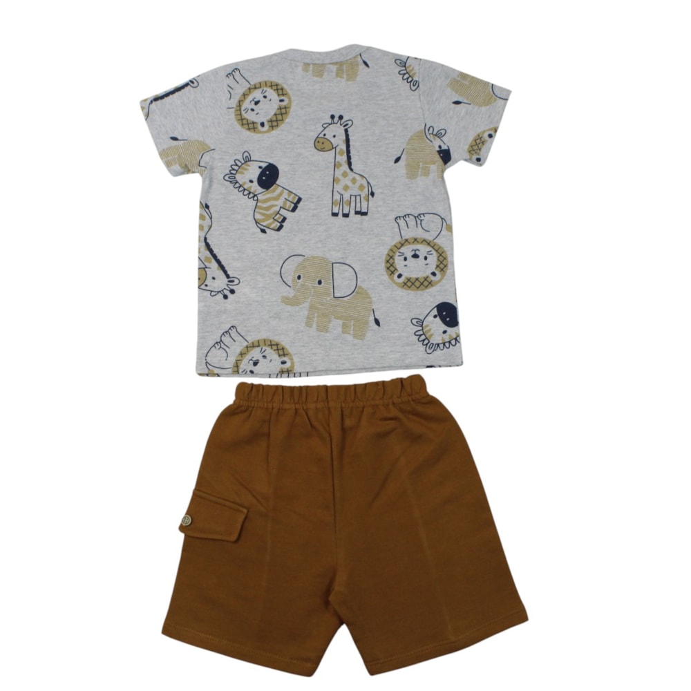 Conjunto Masculino Camiseta Estampada Bichos e Bermuda Moletinho 27250 - Rollu