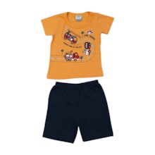 Conjunto Masculino Camiseta Estampada Bombeiros e Bermuda Moletinho 18373 - Teddy