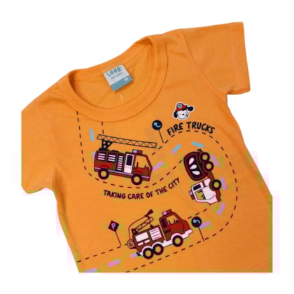 Conjunto Masculino Camiseta Estampada Bombeiros e Bermuda Moletinho 18373 - Teddy