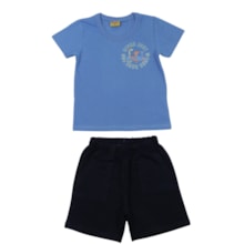 Conjunto Masculino Camiseta Estampada Dino e Bermuda Moletinho 27256 - Rollu