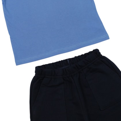 Conjunto Masculino Camiseta Estampada Dino e Bermuda Moletinho 27256 - Rollu