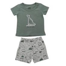 Conjunto Masculino Camiseta Estampada Dino e Bermuda Moletinho 302903 - Rovitex