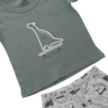 Conjunto Masculino Camiseta Estampada Dino e Bermuda Moletinho 302903 - Rovitex