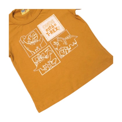 Conjunto Masculino Camiseta Estampada Dinos e Bermuda Moletinho 25225 - Rollu