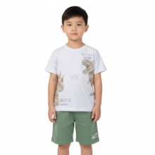 Conjunto Masculino Camiseta Estampada Dinos e Bermuda Moletinho 9972 - Livy