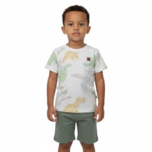 Conjunto Masculino Camiseta Estampada Dinossauros e Bermuda Moletinho 9952 - Livy