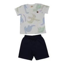 Conjunto Masculino Camiseta Estampada Dinossauros e Bermuda Moletinho 9952 - Livy