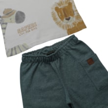 Conjunto Masculino Camiseta Estampada Safari e Bermuda Moletinho 9943 - Livy