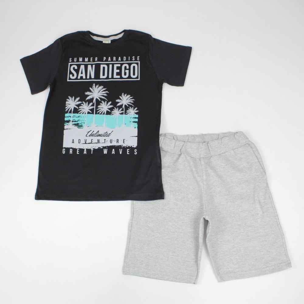 Conjunto Masculino Camiseta Estampada San Diego e Bermuda Moletinho 11500 - Hrradinhos