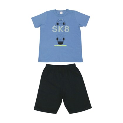 Conjunto Masculino Camiseta Estampada Sk8 e Bermuda Moletinho 241212 - Elian
