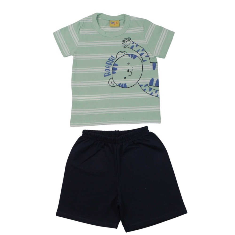 Conjunto Masculino Camiseta Estampada Tigre e Bermuda 27226 - Rollu