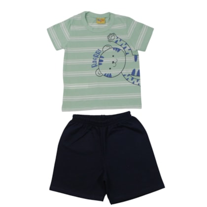 Conjunto Masculino Camiseta Estampada Tigre e Bermuda 27226 - Rollu