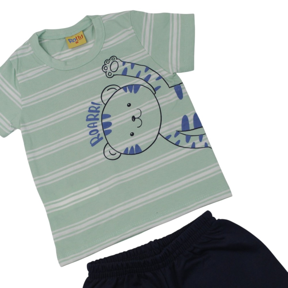 Conjunto Masculino Camiseta Estampada Tigre e Bermuda 27226 - Rollu