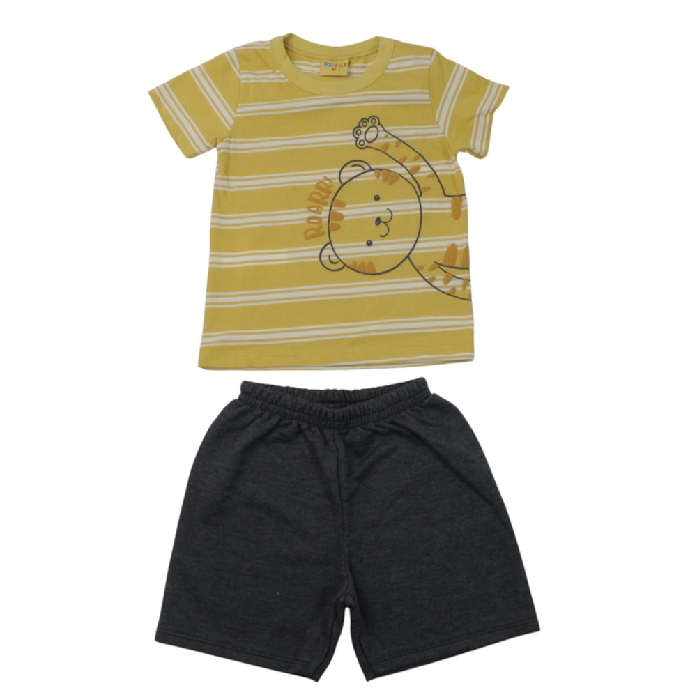 Conjunto Masculino Camiseta Estampada Tigre e Bermuda 27226 - Rollu