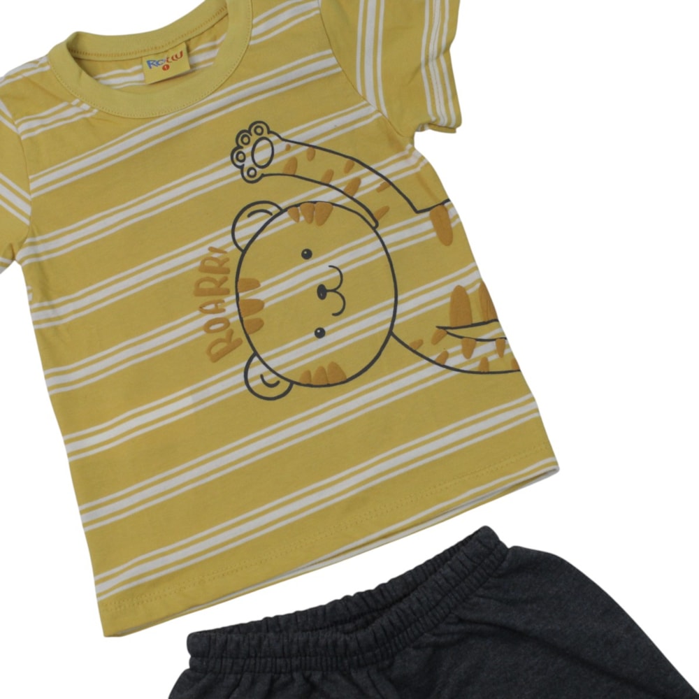 Conjunto Masculino Camiseta Estampada Tigre e Bermuda 27226 - Rollu
