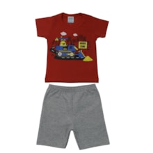 Conjunto Masculino Camiseta Estampada Trator e Bermuda Moletino 18936 - Teddy