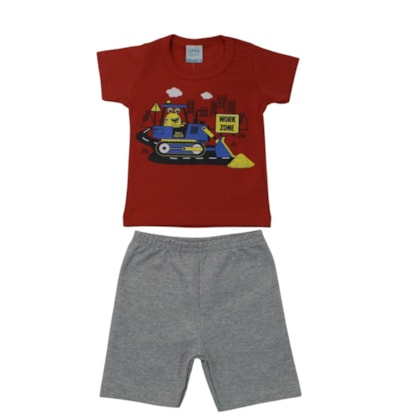 Conjunto Masculino Camiseta Estampada Trator e Bermuda Moletino 18936 - Teddy