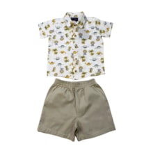 Conjunto Masculino Camiseta Estampado Dinos e Bermuda Sarja 405488 - Vrasalon    