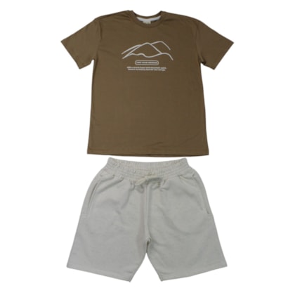 Conjunto Masculino Camiseta Freedom e Bermuda Moletinho Linho - 15309 - Hrradinhos