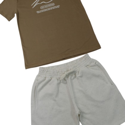 Conjunto Masculino Camiseta Freedom e Bermuda Moletinho Linho - 15309 - Hrradinhos