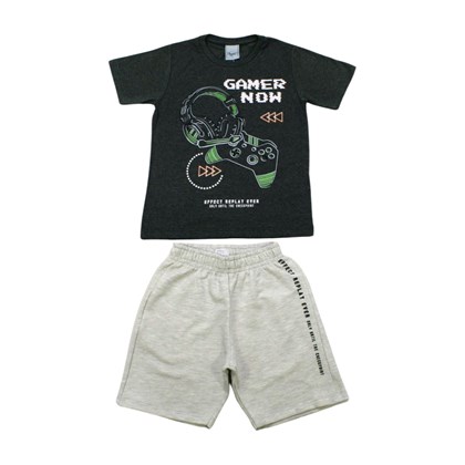 Conjunto Masculino Camiseta Game e Bermuda Moletinho 28690 - Angerô