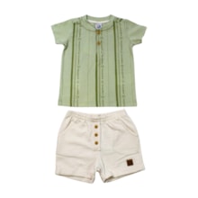 Conjunto Masculino Camiseta Listrada com Botões 70348 - Alenice