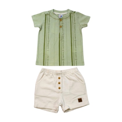 Conjunto Masculino Camiseta Listrada com Botões 70348 - Alenice