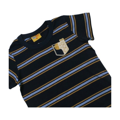 Conjunto Masculino Camiseta Listrada e Bermuda Moletinho 25224 - Rollu