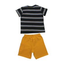 Conjunto Masculino Camiseta Listrada e Bermuda Moletinho 25224 - Rollu