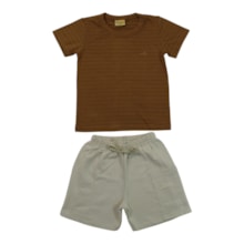 Conjunto Masculino Camiseta Listrada e Bermuda Moletinho 27253 - Rollu
