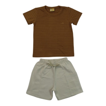 Conjunto Masculino Camiseta Listrada e Bermuda Moletinho 27253 - Rollu