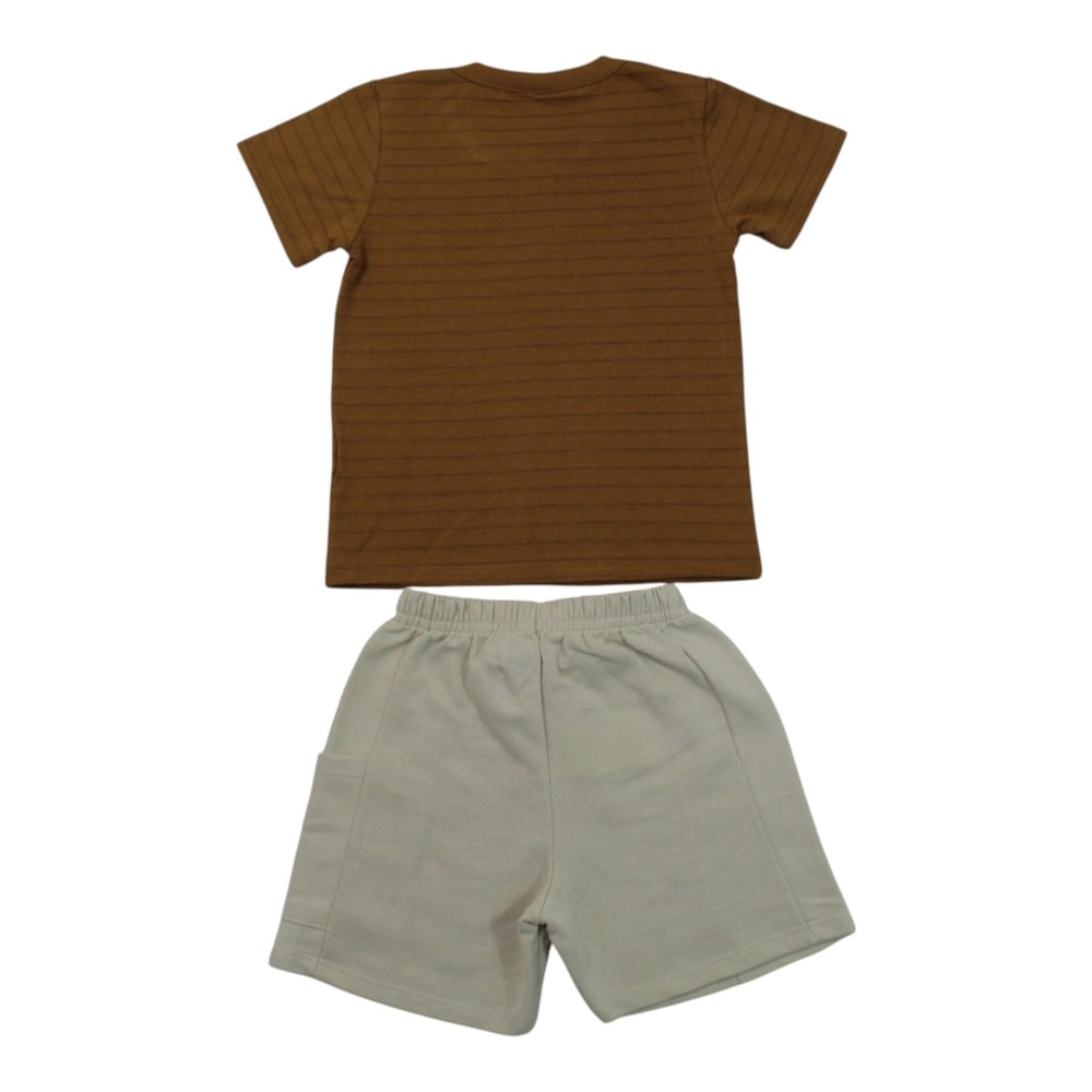 Conjunto Masculino Camiseta Listrada e Bermuda Moletinho 27253 - Rollu