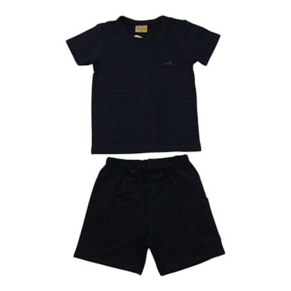Conjunto Masculino Camiseta Listrada e Bermuda Moletinho 27253 - Rollu