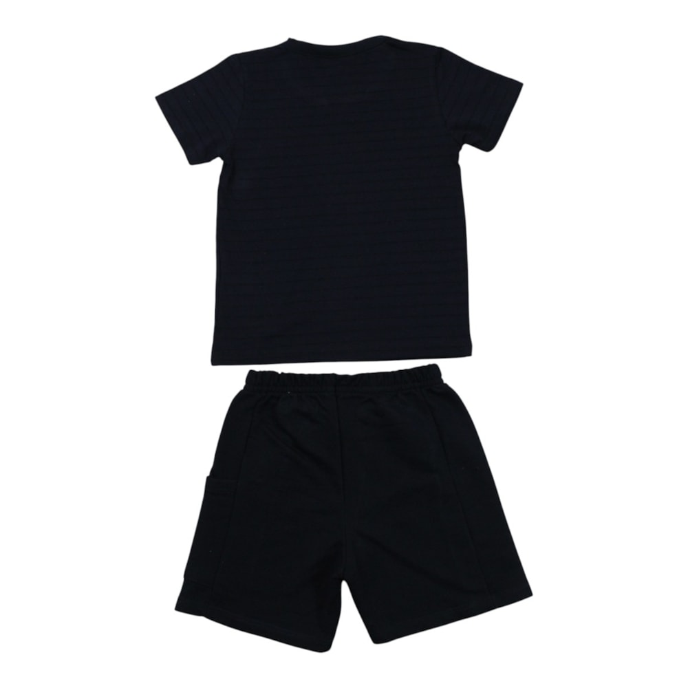 Conjunto Masculino Camiseta Listrada e Bermuda Moletinho 27253 - Rollu
