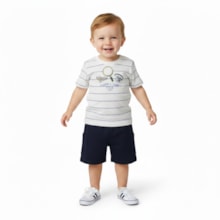 Conjunto Masculino Camiseta Listrada e Bermuda Moletinho 29041 - Angerô