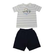 Conjunto Masculino Camiseta Listrada e Bermuda Moletinho 29041 - Angerô