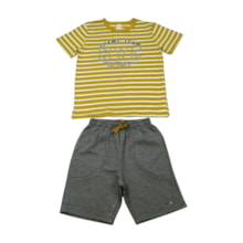 Conjunto Masculino Camiseta Listrada e Bermuda Moletinho 46815 - Boca Grande