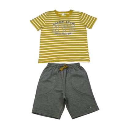 Conjunto Masculino Camiseta Listrada e Bermuda Moletinho 46815 - Boca Grande