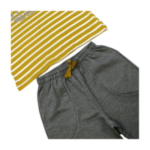 Conjunto Masculino Camiseta Listrada e Bermuda Moletinho 46815 - Boca Grande
