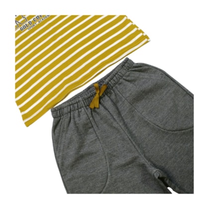 Conjunto Masculino Camiseta Listrada e Bermuda Moletinho 46815 - Boca Grande