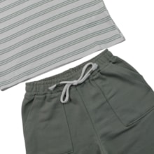 Conjunto Masculino Camiseta Listrada e Bermuda Moletinho 9959 - Livy