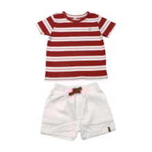 Conjunto Masculino Camiseta Listrada e Bermuda Sarja - 31399 - Glinny