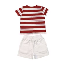 Conjunto Masculino Camiseta Listrada e Bermuda Sarja - 31399 - Glinny