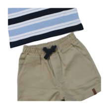 Conjunto Masculino Camiseta Listrada e Bermuda Sarja - 31399 - Glinny