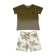 Conjunto Masculino Camiseta Manga Curta e Bermuda Moletinho de Linho 70046 - Colorittá