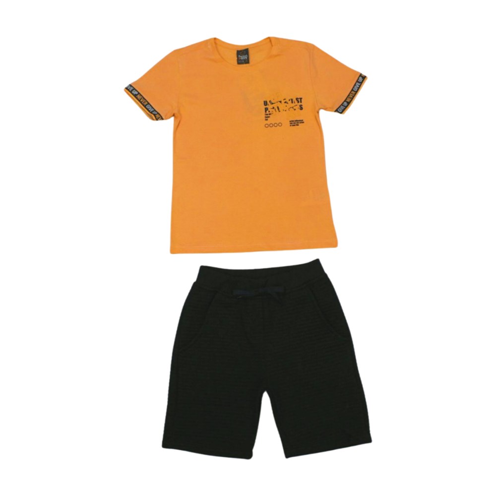 Conjunto Masculino Camiseta Never e Bermuda Moletinho Canelada 6771 - Perfect Boy